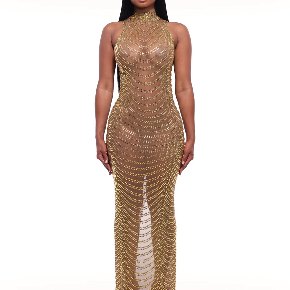 Glamorous Gold Backless Dress